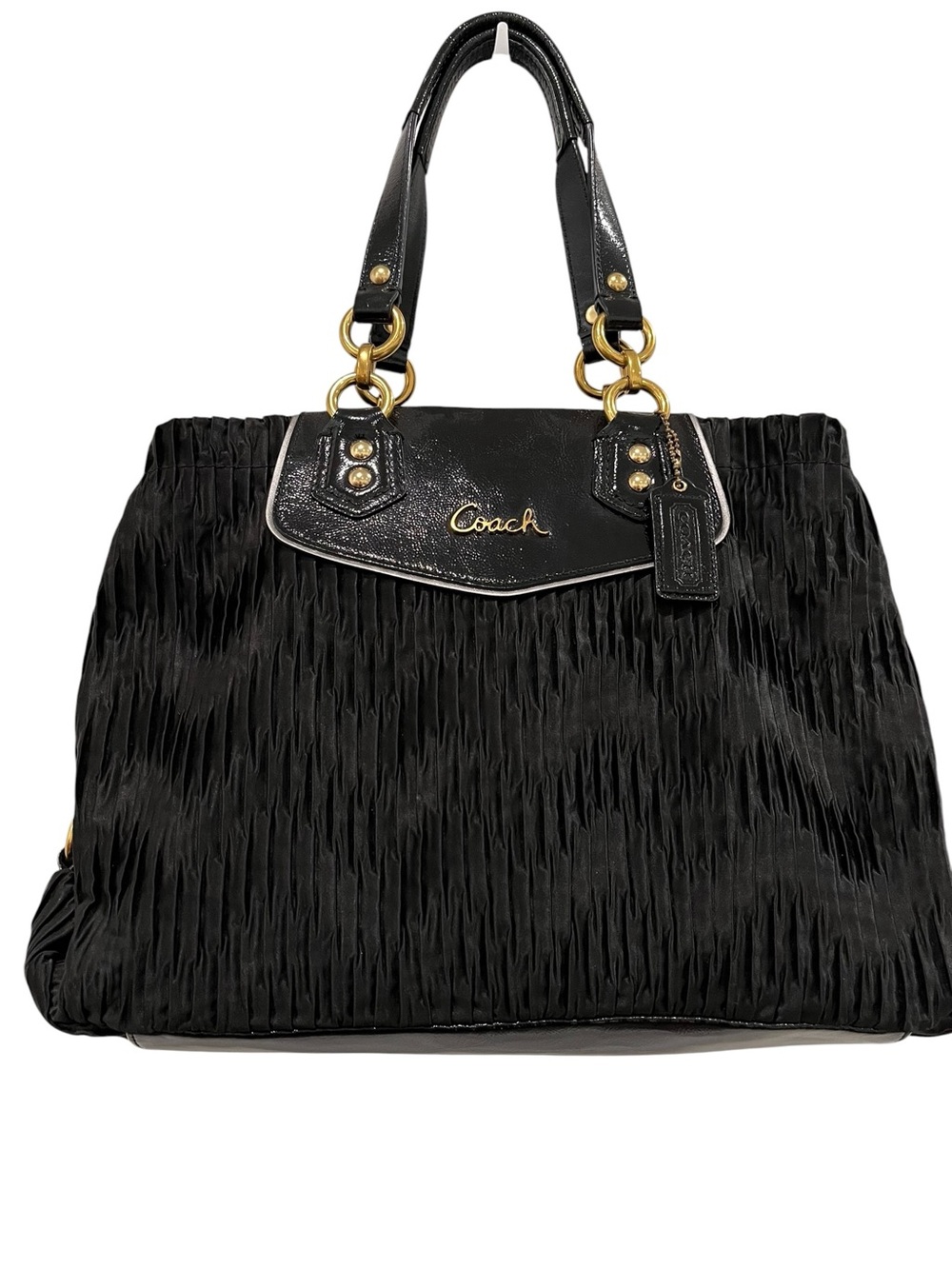 Coach Ashley RARE 2012 Black Gathered Satin Satchel Bag NWOT #H1282-F20050